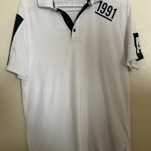 Armani Exchange White and Black Polo with 1991 Emblem - Picture 1 of 10
